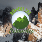 Snow-covered peaks of the Dolomites with the “Respect the Dolomites” emblem overlaid, symbolizing responsible travel and care for fragile mountain ecosystems.Snow-covered peaks of the Dolomites with the “Respect the Dolomites” emblem overlaid, symbolizing responsible travel and care for fragile mountain ecosystems.